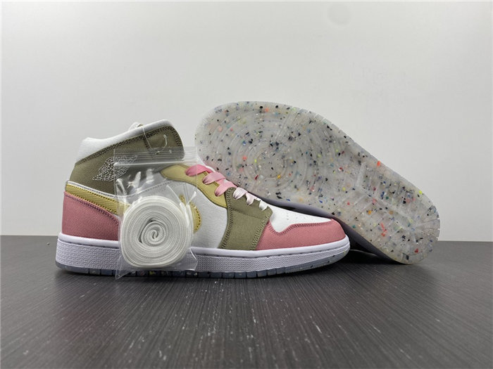 Jordan1 Mid SE Pastel Vivid Green Grind  DJ0338-100