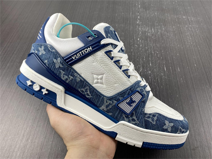 Luis Vitton LV Trainer Monogram Denim White Blue 1A9JGN